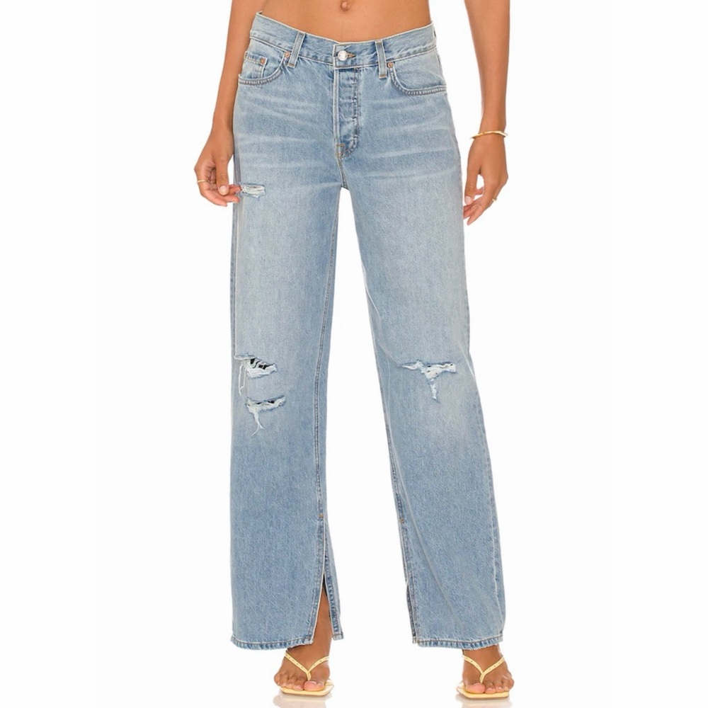 Grlfrnd Liya Low Rise Boyfriend Distressed Jeans
